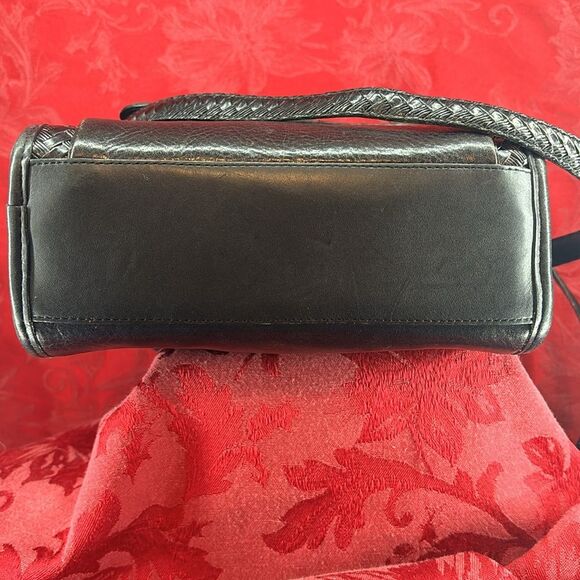 Vintage Brighton Black Leather Crossbody Messenger Bag Braided Pattern - Picture 5 of 15